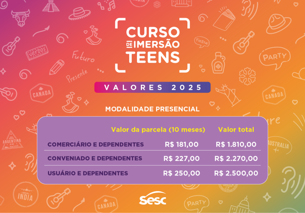 Vagas abertas para os Cursos de Imersão Teens em Inglês 2025-2 1